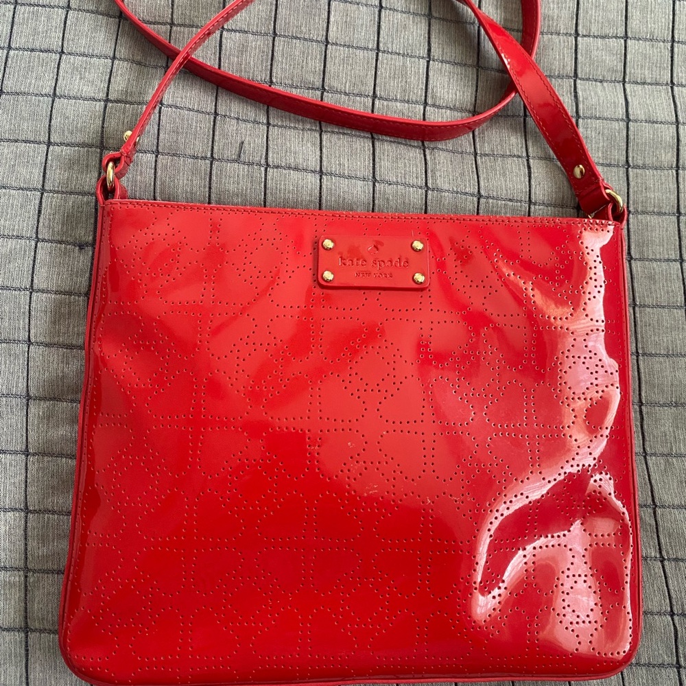 Kate Spade red pattern leather crosssbody